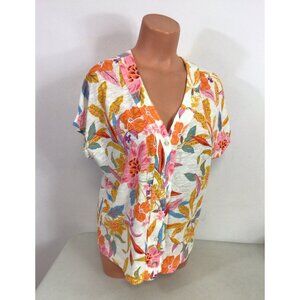 CC California Floral Linen Shirt Womens XL